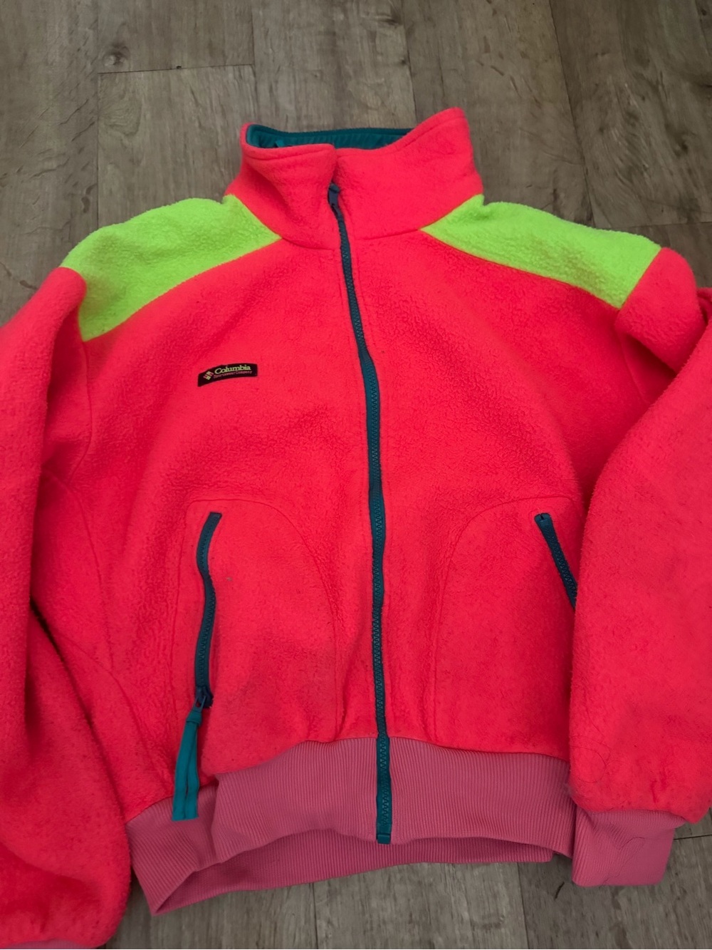 Columbia Kids Bright Neon Pink & Lime Fleece Jacket